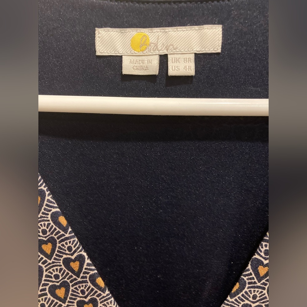 Boden Smocked Waist Tiered Dress, French Navy, Dainty Heart, 4 R - Picture 6 of 6